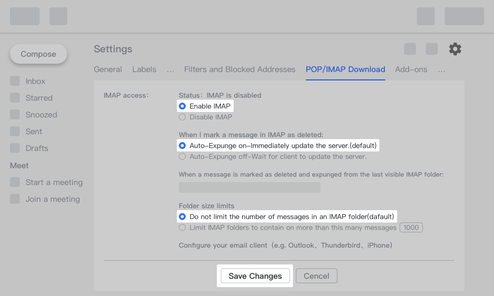 How To Quickly Enable IMAP?